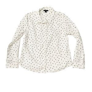 Vtg Tommy Hilfiger Button-Down Mod Dotted Long-Sleeve Shirt XL-white Black Dots